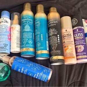 Assorted Hair Care Lot - Blue, Gold & Purple Bottles